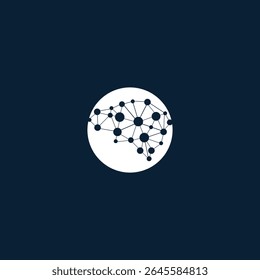 Networked neural connections abstract brain representation on dark blue