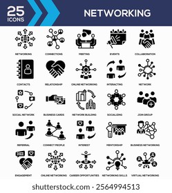 Networking Black Glyph Icon Collection