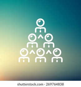 Línea delgada de icono de negocios de redes para diseño de web y móvil, minimalista moderno y plano. Icono blanco vectorial en el fondo de malla gradiente.