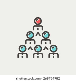 Networking business icon thin line for web and mobile, modern minimalistic flat design. Vector icon with dark grey outline and offset colour on light grey background.