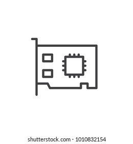 Networking card line icon, outline vector sign, linear style pictogram isolated on white. Expansion card symbol, logo illustration. Editable stroke