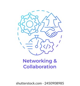 Networking and collaboration blue gradient concept icon. Hackathon benefit. Knowledge sharing. Round shape line illustration. Abstract idea. Graphic design. Easy to use in promotional materials