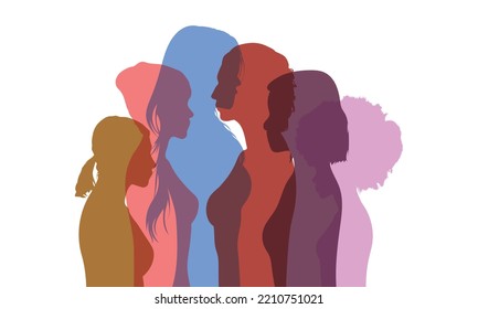 Networking and communication between women of different cultures. Multi-ethnic group of women who share information and ideas.