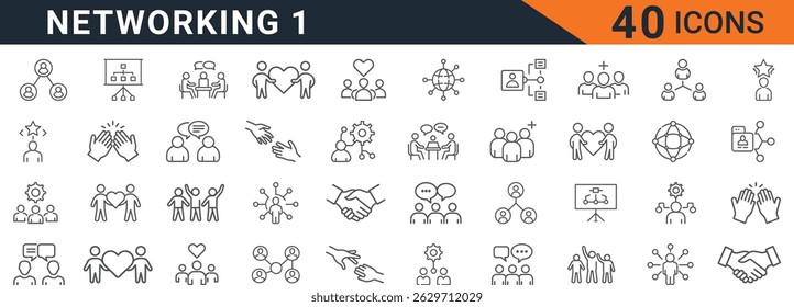 Networking and communication concept with people, connection, teamwork, and collaboration in a modern linear style