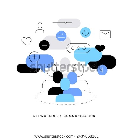 Networking and communication. People community making activity in  social medias. Modern flat illustration. Vector file.