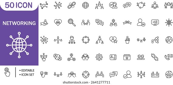 Networking Communication Teamwork Collaboration Icon Set
