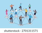 Networking or community for work connection, social network communication group, team organization link together, global or company hierarchy, business people connect together as career networking.