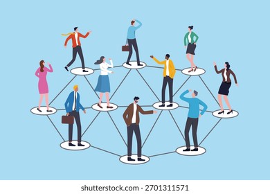 Networking or community for work connection, social network communication group, team organization link together, global or company hierarchy, business people connect together as career networking.