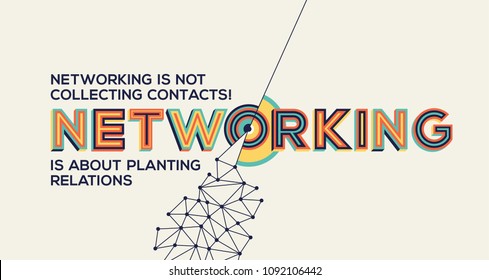 Networking concept in geometric typography.