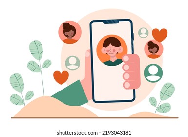 Networking concept set. People collaboration, global connection establishment. Characters working in team through social network. SMM and business communication. Flat vector illustration