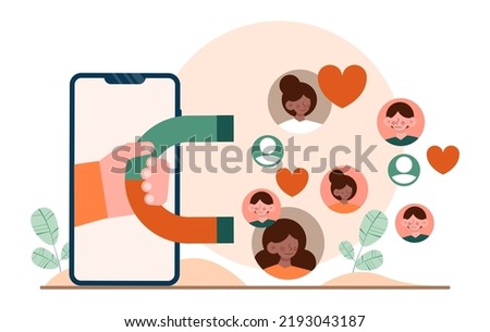 Networking concept set. People collaboration, global connection establishment. Characters working in team through social network. SMM and business communication. Flat vector illustration