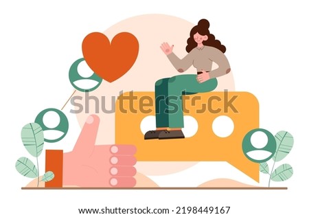 Networking concept set. People collaboration, global connection establishment. Characters working in team through social network. SMM and business communication. Flat vector illustration