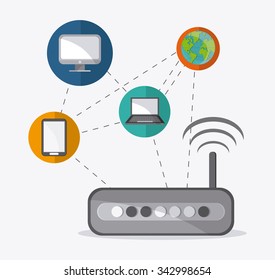Networking concept and technology icons design, vector illustration 10 eps graphic.