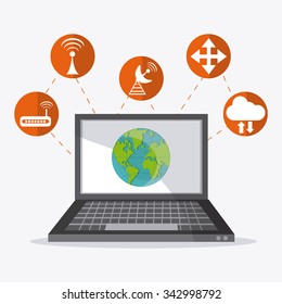 Networking concept and technology icons design, vector illustration 10 eps graphic.
