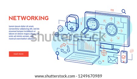 Networking Concept for web page, banner, presentation. Vector illustration