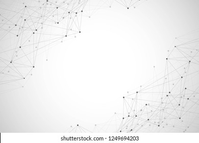 Networking connection concept abstract technology. Global network connections with points and lines. Big data visualization. Futuristic infographic. Vector illustration.