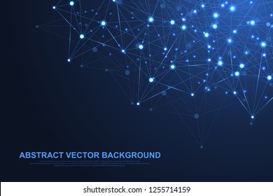 Networking connection concept abstract technology. Global network connections with points and lines. Big data visualization. Futuristic infographic. Vector illustration.