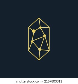 Logo de la línea de diamante de conexión o de red