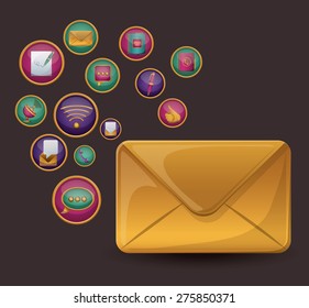 Networking design over black background, vector illustration