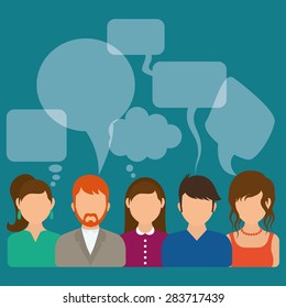 Networking design over blue background, vector illustration.
