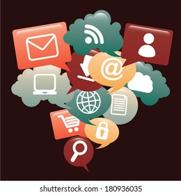 networking design over dark background vector illustration