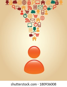 networking design over pink background vector illustration
