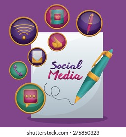 Networking design over purple background, vector illustration
