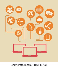 networking design over vintage background vector illustration