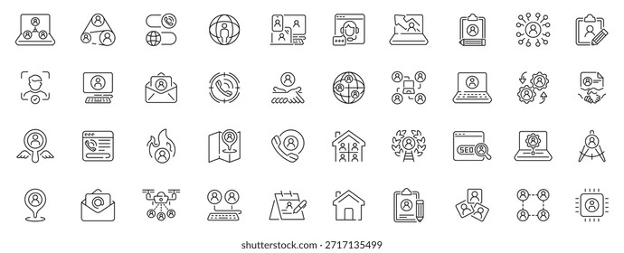 Conjunto de iconos de línea editables en red: símbolos de comunicación y conexión