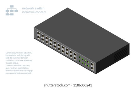 Networking Ethernet Switch Isometric Vector Illustration.