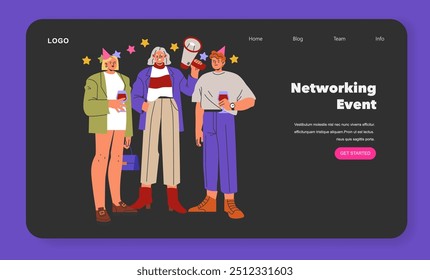 Networking Event concept. Professionals meet to exchange ideas and opportunities at a social mixer. Engaging conversation and career advancement. Vector illustration.