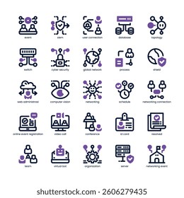 Networking Event Icon pack for your website, mobile, presentation, and logo design. Networking Event Icon dual tone design. Vector graphics illustration and editable stroke.