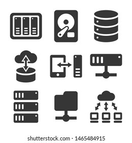 Networking File Share and NAS Server Icons Set. Vector