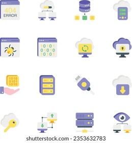 Networking flat icons set pack