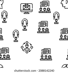 Networking Global Communication Vector Seamless Pattern Thin Line Illustration