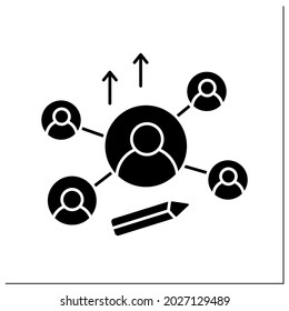 Icono de glifo de red. Atraer nuevos inversores o clientes. Comunicación con clientes potenciales. Plan de negocios. Concepto de negocioFirma plana rellenada. Ilustración vectorial de silueta aislada