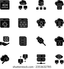 Networking glyph icons set pack