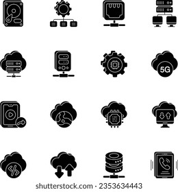Networking glyph icons set pack