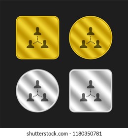 Networking gold and silver metallic coin logo icon design