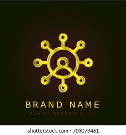 Networking golden metallic logo