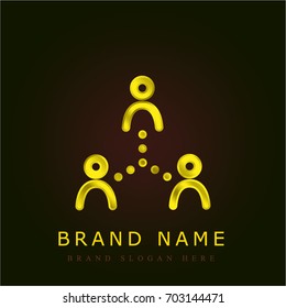 Networking golden metallic logo