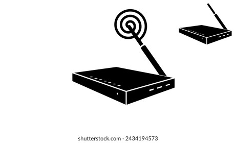 networking hardware isometric emblem, black isolated silhouette