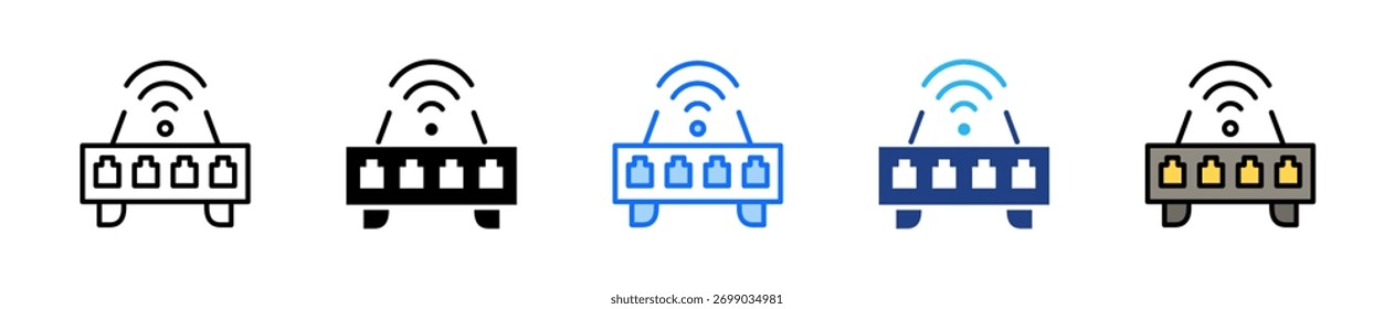 Networking Hub Icon Set Multiple Style Collection