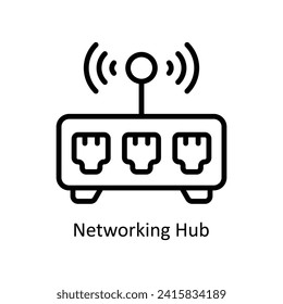 Networking Hub  vector  outline icon style illustration. EPS 10 File