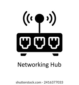 Networking Hub  vector Solid icon style illustration. EPS 10 File