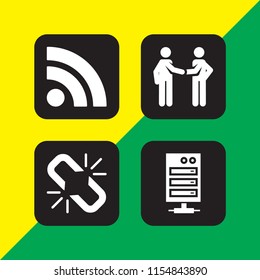networking icon. 4 networking set with meeting, rss, server and link vector icons for web and mobile app