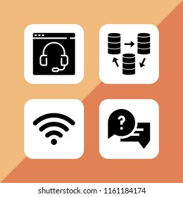 networking icon. 4 networking set with wifi, data, speech bubble and video chat vector icons for web and mobile app
