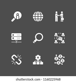 networking icon. 9 networking set with link, global, server and meeting vector icons for web and mobile app