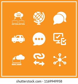 networking icon. 9 networking vector set. globe, network, download from the cloud and link icons for web and design about networking theme