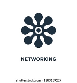 Networking icon. Black filled vector illustration. Networking symbol on white background. Can be used in web and mobile.
